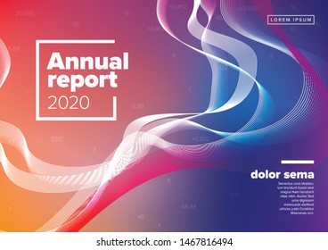 Plantilla de portada de informe anual abstracta con texto de muestra y fondo abstracto - versión azul y roja