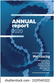 Vector abstract annual report cover template with abstract paper - blue background version