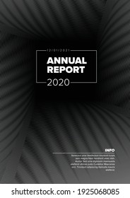 Vector abstract annual report cover template with sample text and abstract square pattern - simple black and white, dark minimalistic layout for brochure cover, flyer or document front page