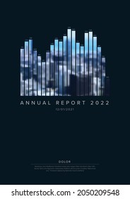 Vector abstract annual report cover template with sample text and some curved graph profile as photo mask - document or brochure front page with corporate style