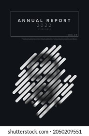 Vector abstract annual report cover template with sample text and abstract masked photo - document or brochure front page with corporate style - black version