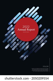 Vector abstract annual report cover template with sample text and abstract masked photo - document or brochure front page with corporate style - black version