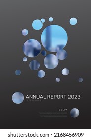 Vector Abstract Annual Report Cover Template With Sample Text And Abstract Circles Masked Photo - Document Or Brochure Front Page With Dark Gray Corporate Style