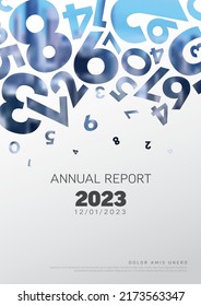 Vector abstract annual report cover template with sample text and abstract numbers masking photo - document or brochure front page with light corporate style