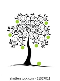 vector abstract apple tree on white background