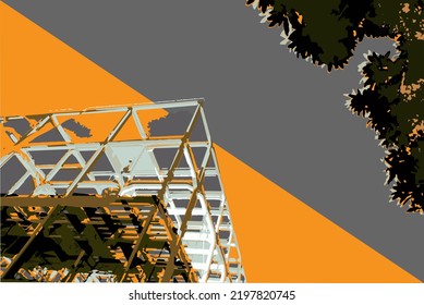 vector of abstract architecture project at night sky and light ornament