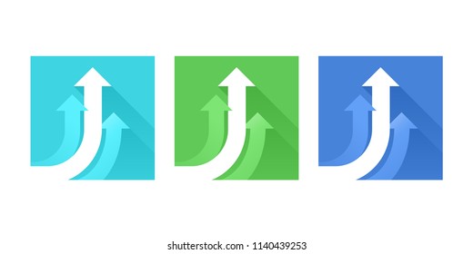 Vector abstract arrow up with different colors - flat icons set with symbols of wealth, growth, profit, career, business