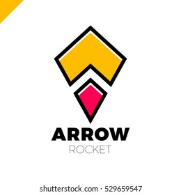 Vector Abstract Arrow Flying Rocket Icon, Logo Isolated