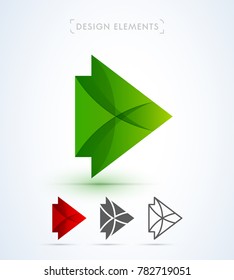 Vector abstract arrow icons. Material design, flat, line art style. Logo, application icon, map direction signs bundle