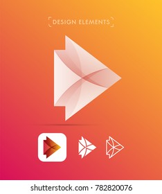 Vector abstract arrow icons. Material design, flat, line art style. Logo, application icon, map direction signs bundle