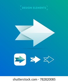 Vector abstract arrow icons. Material design, flat, line art style. Logo, application icon, map direction signs bundle