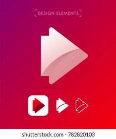 Vector abstract arrow icons. Material design, flat, line art style. Logo, application icon, map direction signs bundle