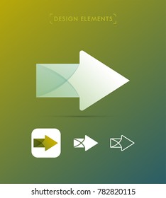 Vector abstract arrow icons. Material design, flat, line art style. Logo, application icon, map direction signs bundle