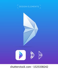 Vector abstract arrow logo design elements. Letter V or W, victory sign, freedom. Material design icons