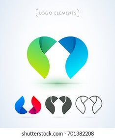 Vector abstract arrow logo template. Material design style. Two segments