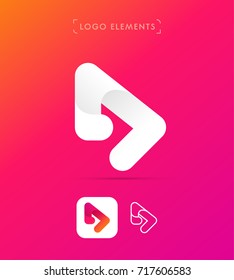 Vector abstract arrow origami style logo template. Material design