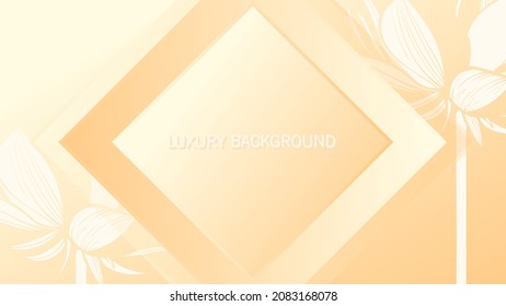 Fondo de arte abstracto vectorial en colores de tendencia. Lujoso tapiz minimalista con flor dorada y hojas botánicas. Fondo vectorial para banner, afiche, web y embalaje.