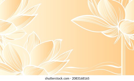 Vector abstract art background in trending colors. Luxurious minimalist wallpaper with golden flower and botanical leaves. Vector background for banner, poster, web and packaging.