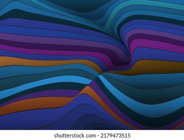 Abstrakte Vektorkunst, bunter Hintergrund. Illustrationslinienmuster, dynamische flüssige Form auf Farbverlauf-Hintergrund. Futuristische moderne grafische Gestaltung für Banner, Poster, Broschüre, Deckel, Tapeten