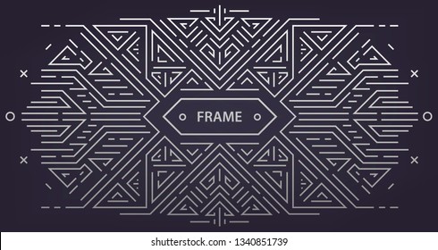 Vector abstract art deco silver banner. Geometric abstract horizontal background. Trendy pattern, frame with textspace, use for packaging, web, decoration