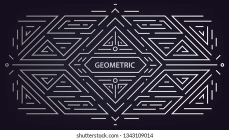 Vector abstract art deco silver banner. Geometric abstract horizontal background. Trendy pattern, frame with textspace, use for packaging, web, decoration