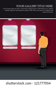 Vector abstract art gallery with images and person