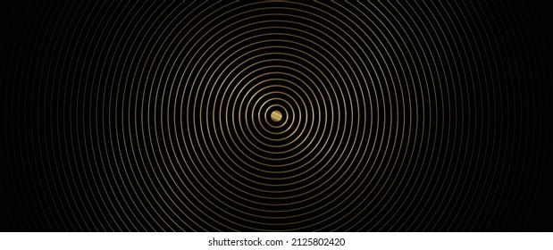 Arte abstracto vectorial con dorado, patrón de línea de onda amarilla, brillante luz y textura sobre fondo de color negro oscuro. Ilustración lujo, diseño gráfico moderno metal dorado para papel de pared, plantilla de banner