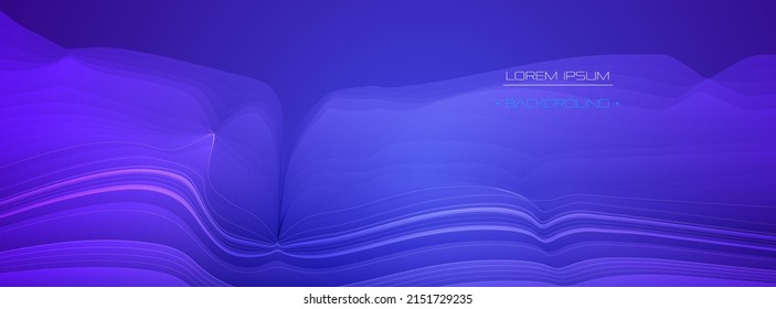 Vector abstract art. Illustration line pattern wave flow, dynamic liquid - fluid shape on gradient color background. Futuristic modern graphic design for advertising, booklet, template cover,wallpaper
