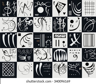 Vector Abstract Art. Kandinsky's Abstract Expressionism.