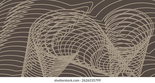 Vetor arte abstrata Monte Fuji Japão marco, paisagem montanha com pássaros e pôr do sol ao nascer do sol por linha de ouro arte textura isolada na cor preta cinza escuro