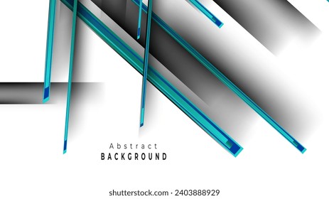 Vector abstract art with shiny blue, 3d stripe line pattern, texture on black color background. Modern graphic design.