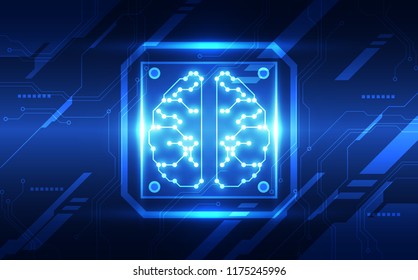 Vector Abstract artificial intelligence brain futuristic circuit board, Illustration high digital technology blue color