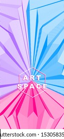 Vector abstract artistic background for design, linear 3d moire texture, inner space of a room. Fantastic psychedelic trendy modern op art, optical dimensional illusion.