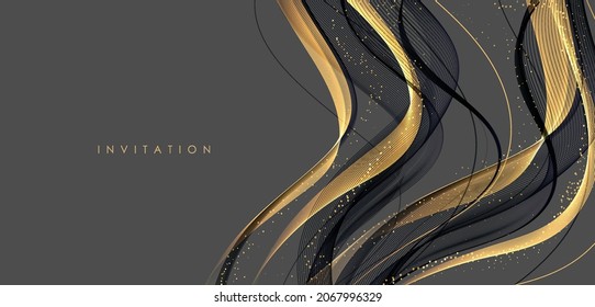 Líneas de onda coloridas abstractas de vectores. Elemento de diseño para invitación de boda, tarjeta de saludo