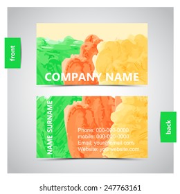 Vector abstract artistic business cards by watercolor paint splashes