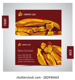 Vector abstract artistic business cards by handmade oil paint splashes