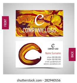 Vector abstract artistic business cards by handmade oil paint splashes