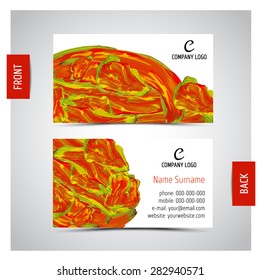 Vector abstract artistic business cards by handmade oil paint splashes