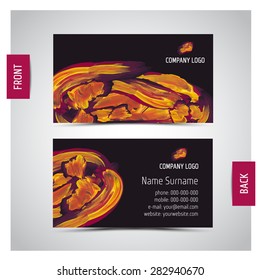 Vector abstract artistic business cards by handmade oil paint splashes