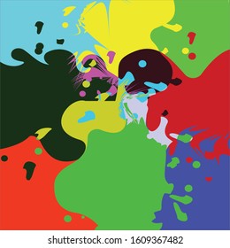 Vector abstract artistic graphic colorful ink drops texture background template