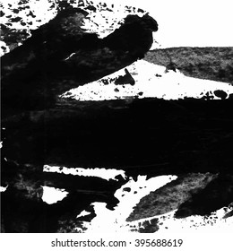 Vector abstract artistic grunge background texture, brush stroke hand painted with acrylic paint, black on white
