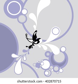 Vector abstract artistic illustration of black bird