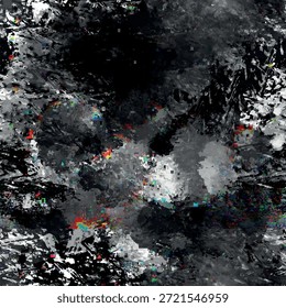 Vector abstract artistic texture with dark tones, organic grunge shapes and glitch effect. Creative background for modern graphic design projects.