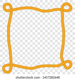 Vector, Abstract Asymetric Square Shape Frame from Brown Rope, at transparent effect Background
