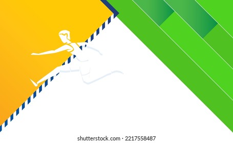 Vector abstract of a athletic man performing jumping over the fence Sports concept