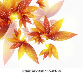 Vector  abstract autumn background with  leaves. Eps 10