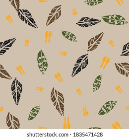 Vector abstract autumn leaves seamless pattern background. Suitable for cafe, restaurant, tea towel, fabric projects. 