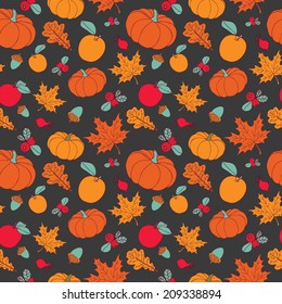 Vector abstract autumn seamless pattern. Harvest background. 