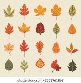 Abstrakter Herbstsatz mit Vektorgrafik. Set von Herbstdekorationselementen für Ihr Design.Vektorgrafik.