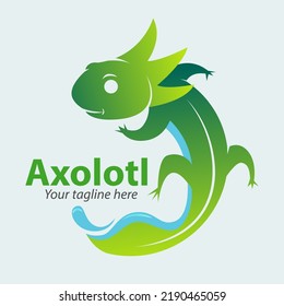 Vector abstract, Axolotl or Mexican salamander as a symbol or logo to save the environment. 